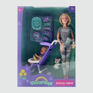 Кукла-Няня с ребёнком на прогулке с коляской 360г 23*8*32см в Магните Косметик