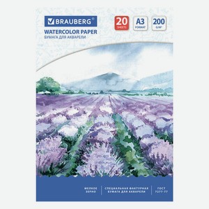 Папка для акварели А3 20л 200г/м2 в ОфисМаге