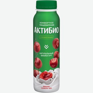 Биойогурт Актибио с вишней и семенами чиа обогащенный бифидобактериями 1.5%, 260мл в Перекрестке-Экспресс