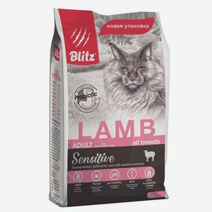 БЛИЦ сухой корм для кошек Сенситив/Ягненок 400 г в 300 кормах