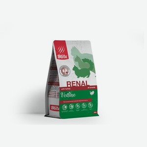 БЛИЦ сухой корм для кошек Ветлайн/При почечной недостаточности/Индейка 400 г в 300 кормах