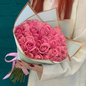 ЦВЕТЫ МИШКИ Букет из 35 розовых роз, 1 шт. в Летуале