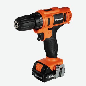 ЕРМАК Дрель-шуруповерт, аккумуляторная ДША-12В /1,3Ач/Li-Ion/ 18 Н*м/18+1 скор/1аккум/коробка в Кастораме