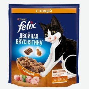 ФЕЛИКС сухой корм для кошек Двойной вкус/Курица 600 г в 300 кормах