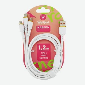 Кабель 3в1 USB -8pin/Type-С/Type-С Wellfort 1м 40 г