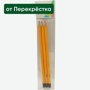 Карандаши Маркет Kids деревянные чернографитные с ластиком 3шт, 3 шт в Пятерочке