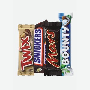 конфета Баунти молоч 55г, печенье Твикс молоч 55г, Шок.батончики молочные Сникерс 50,5г и Марс 50г цена за 1 шт в Форне