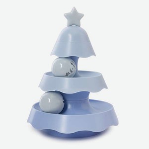 Пирамидка для кошек Barbaks Ёлочка-трек 2-слойная интерактивная с шариками голубая в Зоозавре