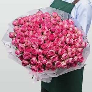 STUDIO FLORISTIC Букет из Кустовых Пионовидных Роз 31 шт «Подарок Судьбы», Розовый в Летуале