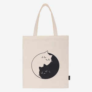 Сумка-шоппер Brauberg Premium Yin Yang, канвас, на кнопке, карман, 40х35 см, бежевая (271901) в Эльдорадо