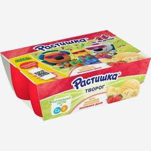 Творожок Растишка с земляникой и дыней и со вкусом бананового мороженого 3.5% БЗМЖ, 6х45г, 270 г в Пятерочке
