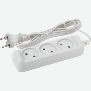 Удлинитель Эра 3 розетки без выключателя без заземления 6А 1300Вт 3м в Магните