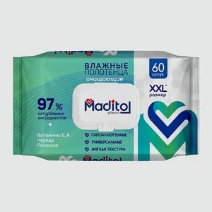 Влажные очищающие полотенца Maditol Pharma 60шт в Магните Косметик