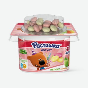 Йогурт Растишка с яблоком, грушей и печеньем 3% БЗМЖ, 118г, 118 г в Пятерочке